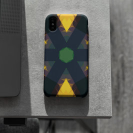 Capa Para iPhone 11 Retro Mandala Flor Verde Amarelo e Azul