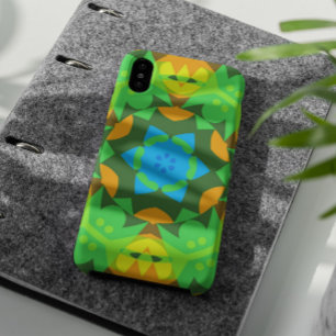 Capa Para iPhone 11 Retro Mandala Flor Verde Amarelo e Azul