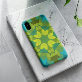 Capa Para iPhone 11 Retro Mandala Flor Verde Amarelo e Azul