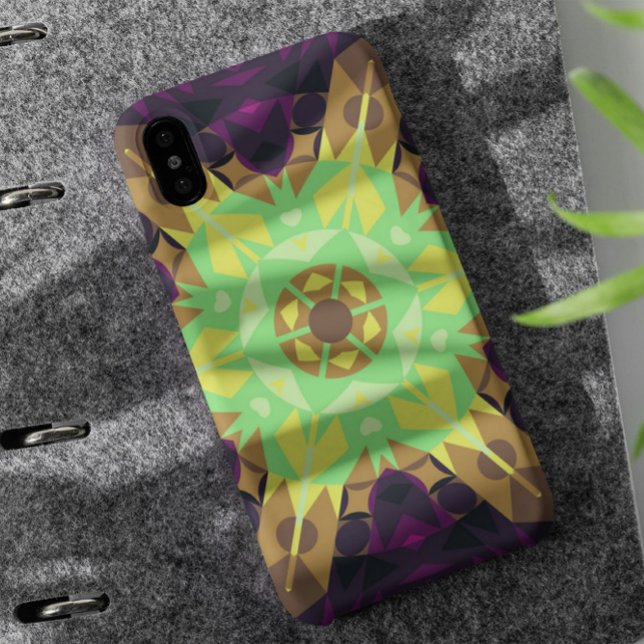 Capa Para iPhone 11 Retro Mandala Flor Verde Amarelo e Puro (Criador carregado)