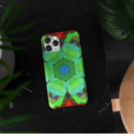 Capa Para iPhone 11 Retro Mandala Flor Vermelho e Verde