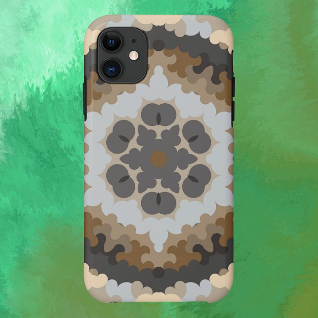 Capa Para iPhone 11 Retro Mandala Flower Brown e Tan (Criador carregado)