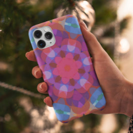 Capa Para iPhone 11 Retro Mandala Flower Pink Blue and Purple