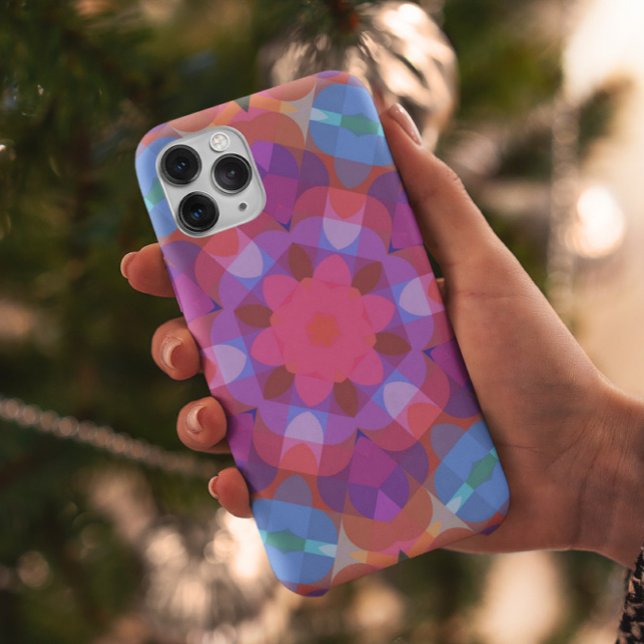 Capa Para iPhone 11 Retro Mandala Flower Pink Blue and Purple (Criador carregado)