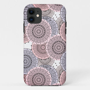 Capa Para iPhone 11 Retro, padrão retrô, bege, cinza elegante