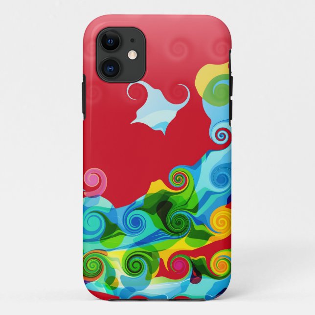 Capa Para iPhone 11 Retro Swirl Colorful Graphic Design (Verso)