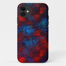 Capa Para iPhone 11 Riscos vermelhos e azuis cruzados em quadrados ou