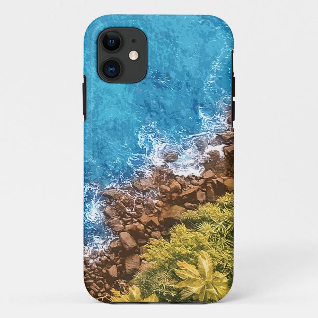 Capa Para iPhone 11 Rochas no mar, acima da vista 1 (Verso)