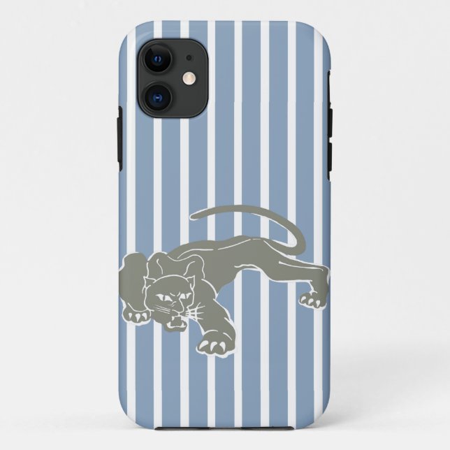 Capa Para iPhone 11 Rock Blue Safari Stripe com Leopardo (Verso)
