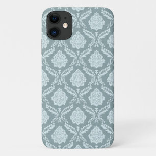 Capa Para iPhone 11 Rococo Damask Rpt Padrão Pato Ovo Azul+Turquesa