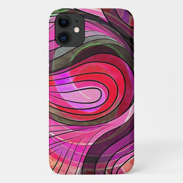 Capa Para iPhone 11 Romã E Doodle De Granito Com Linhas Pretas (Verso)