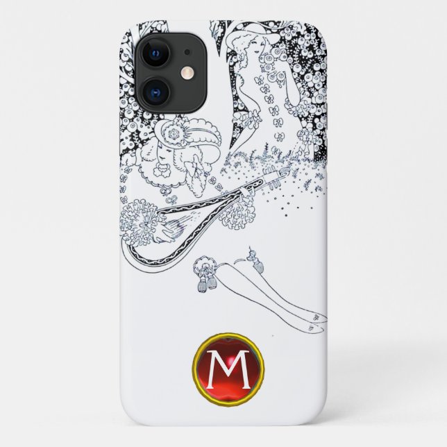 CAPA PARA iPhone 11 ROMANCE/ROMÂNTICOS AMANTES VERMELHOS BRANCOS NEGRO (Verso)
