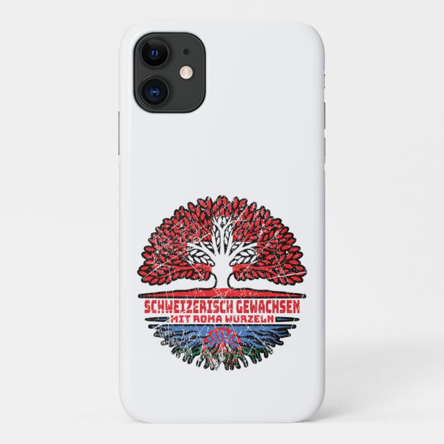 Capa Para iPhone 11 Romani Schweizer Schweiz Baum Wurzel Flagge (Verso)