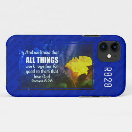 Capa Para iPhone 11 Romanos 8:28 TUDO Azul
