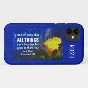Capa Para iPhone 11 Romanos 8:28 TUDO Azul