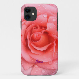 Capa Para iPhone 11 Romântica Vermelha Cor-de-rosa Cai Água Rosa Perso