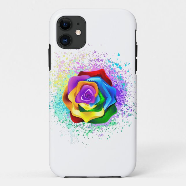 Capa Para iPhone 11 Rosa de arco-íris colorido (Verso)