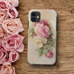 Capa Para iPhone 11 Rosa de Vintage Rosas de estilo pintado à mão<br><div class="desc">Belas rosas de colheita florescendo em um fundo neutro e suave.</div>