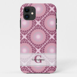 Capa Para iPhone 11 Rosa Dot Dusky Radiante Monogramado Mandala