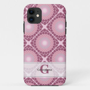 Capa Para iPhone 11 Rosa Dot Dusky Radiante Monogramado Mandala