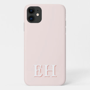 Capa Para iPhone 11 Rosa e Coral   Monograma inicial mínimo moderno