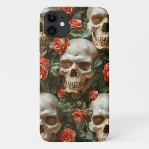 Capa Para iPhone 11 Rosa e design de crânios