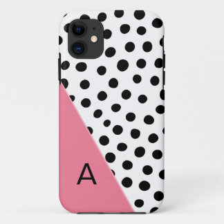 Capa Para iPhone 11 Rosa e monograma manchado preto