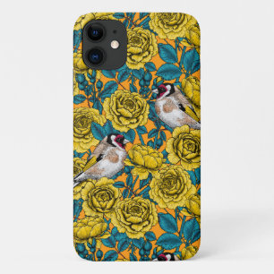 Capa Para iPhone 11 Rosa, flores e aves-pintadas