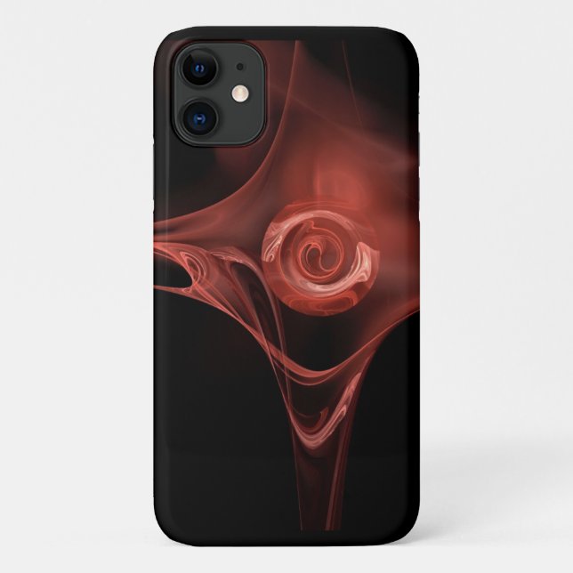 CAPA PARA iPhone 11 ROSA FRACTAL ANTIGO DE PINOS VERMELHOS (Verso)