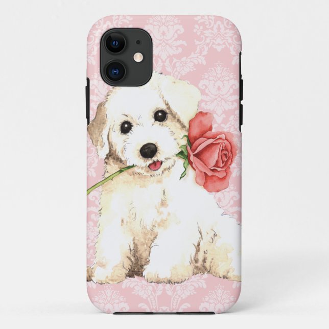 Capa Para iPhone 11 Rosa namorados Bichon (Verso)