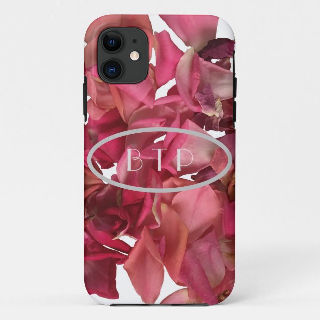 Capa Para iPhone 11 Rosa Petal Rosa Romântico Personalizado (Verso)