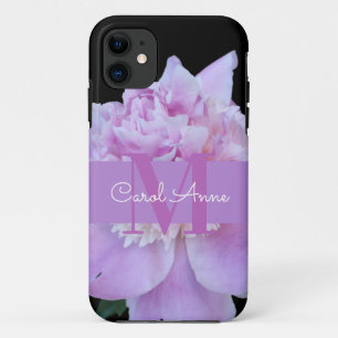 Capa Para iPhone 11 Rosa Púrpura Monograma Preto