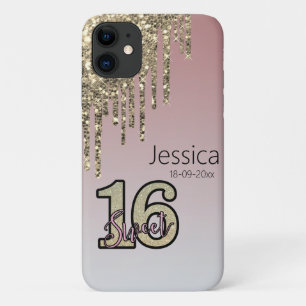 Capa Para iPhone 11 Rosa Rosa Rosa Rosa Rosa Dourada Doce Sessenta