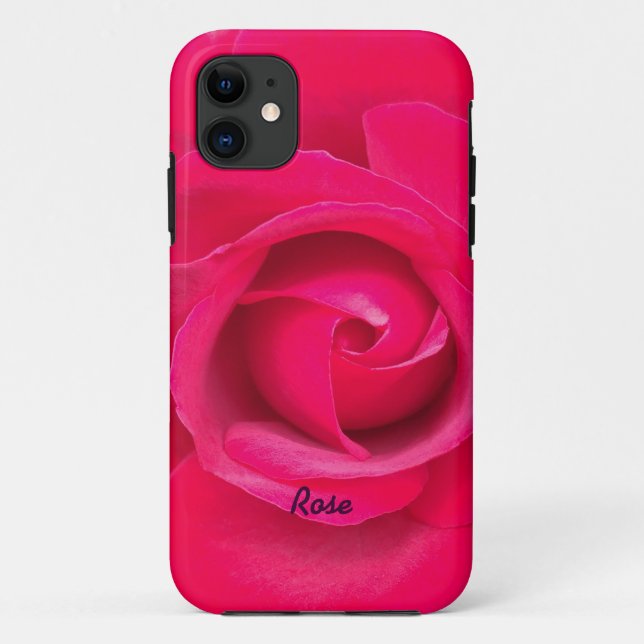 Capa Para iPhone 11 Rosa Rosa Vermelha Romântica Personalizada (Verso)