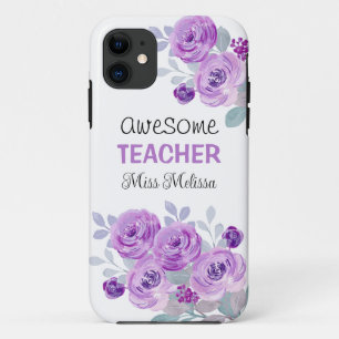 Capa Para iPhone 11 Rosa Roxo Elegante Presente para Professora Incrív