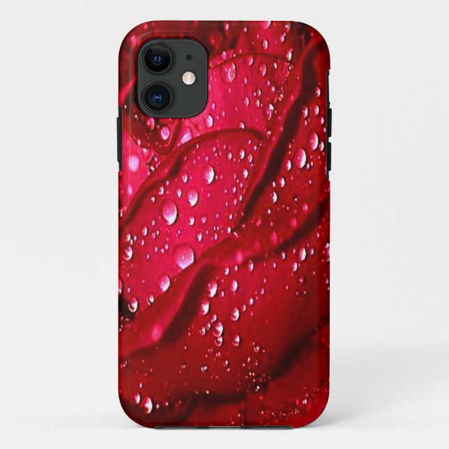 Capa Para iPhone 11 Rosa vermelha do solteiro no gabinete Rain iPhone  (Verso)