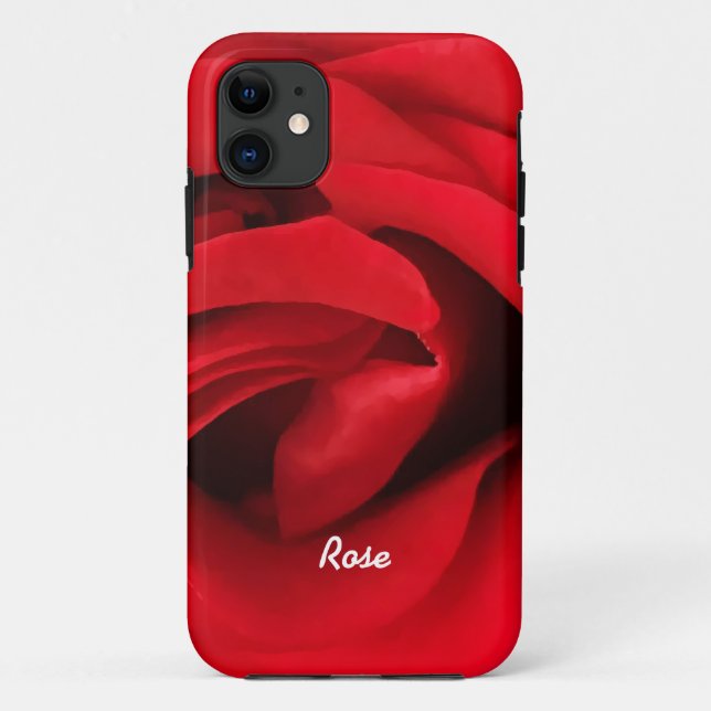 Capa Para iPhone 11 Rosa Vermelha Personalizada (Verso)