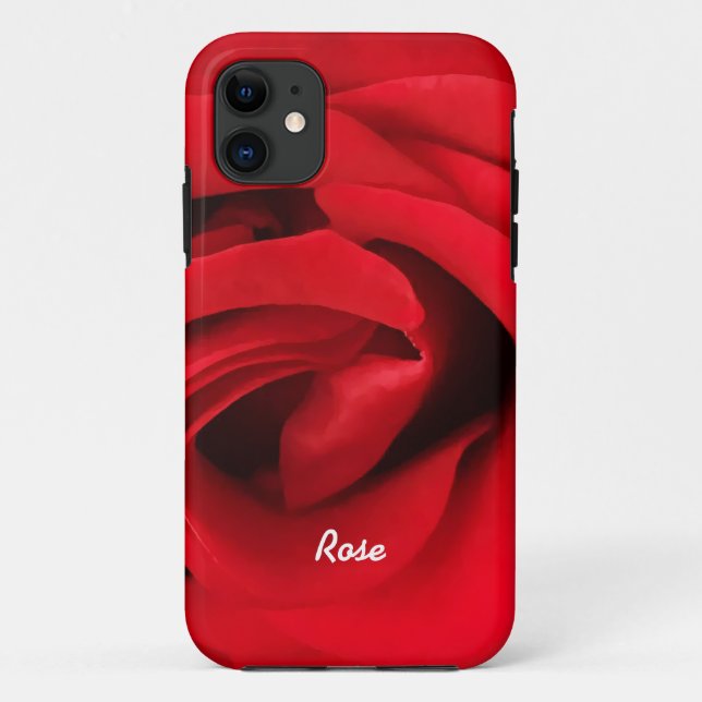Capa Para iPhone 11 Rosa Vermelha Personalizada (Verso)