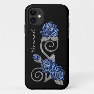 Capa Para iPhone 11 Rosas azuis