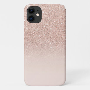 Capa Para iPhone 11 Rosas de brilho Dourados com Rosa desbotaram a cor