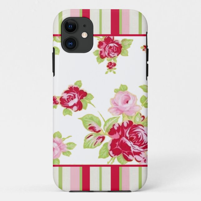 Capa Para iPhone 11 Rosas e faixas (Verso)