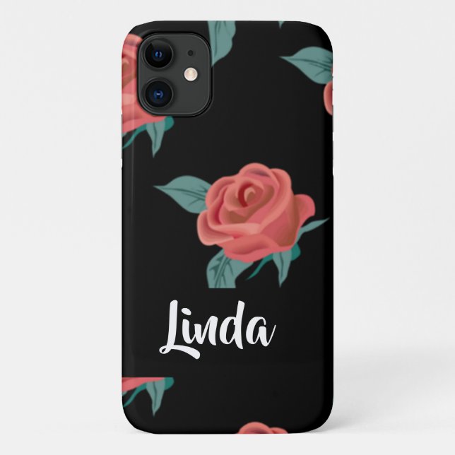 Capa Para iPhone 11 Rosas rosa a preto (Verso)