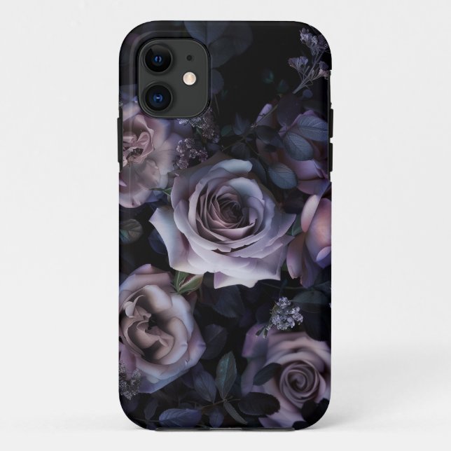 Capa Para iPhone 11 Rosas Rosa Escuras e Motivas (Verso)