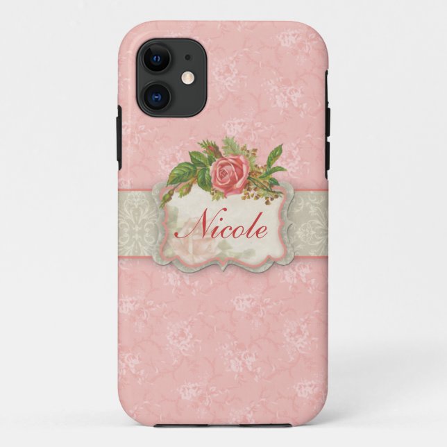 Capa Para iPhone 11 Rosas Rosa Girly Personalizadas (Verso)