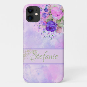 Capa Para iPhone 11 Rosas roxas e rosadas da safra