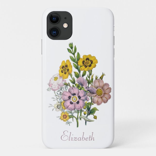 Capa Para iPhone 11 Rosas-roxas Personalizadas (Verso)