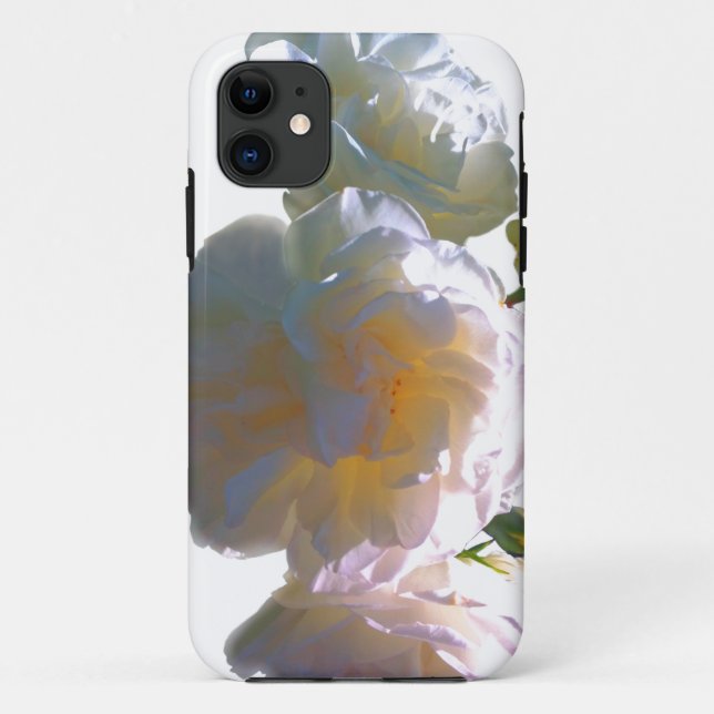 Capa Para iPhone 11 Rosas tons rosa laranja pêssego branco elegantes (Verso)