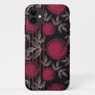 Capa Para iPhone 11 Rosas vermelhas a preto.