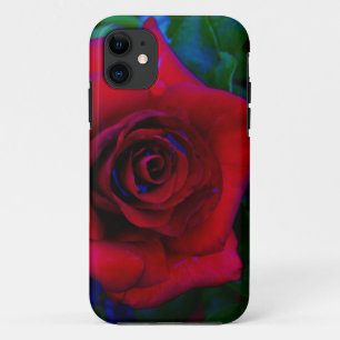 Capa Para iPhone 11 Rosas vermelhas com tons azuis