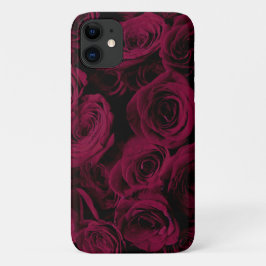 Capa Para iPhone 11 Rosas vermelho-escuro
